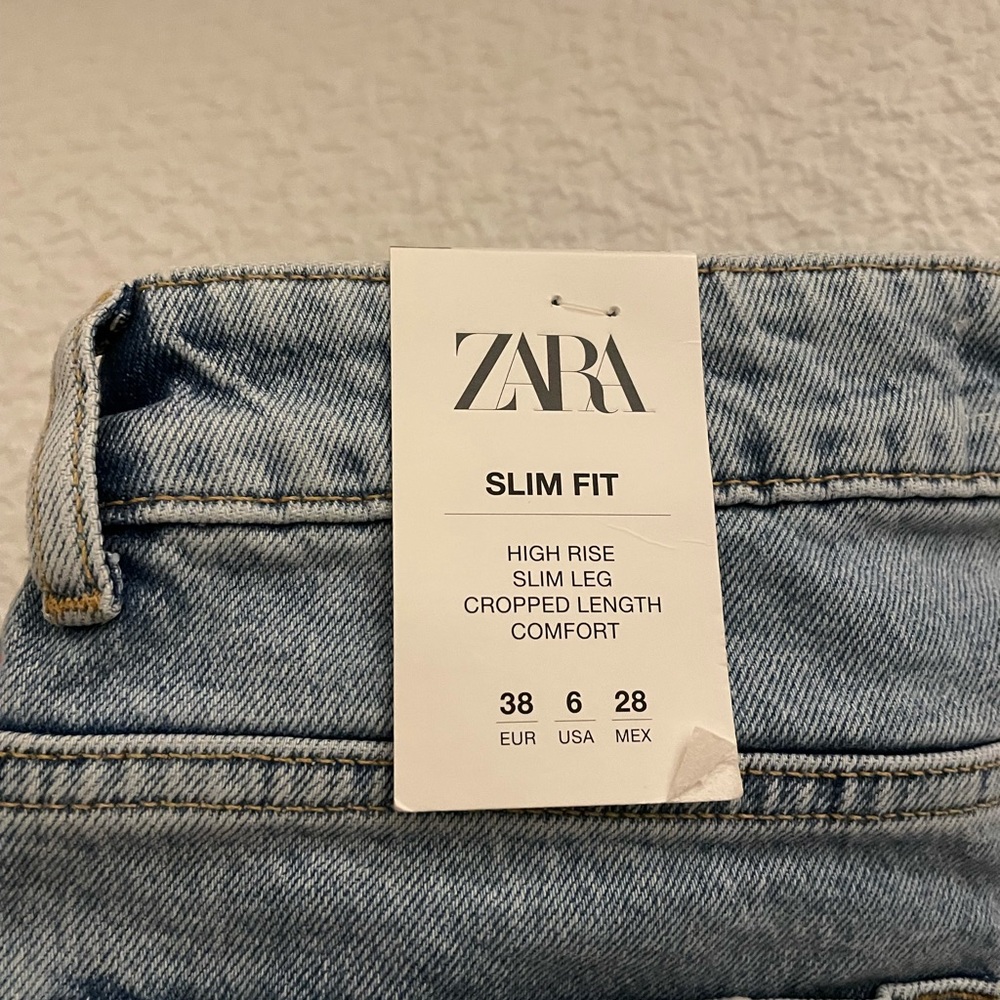 Zara NWOT women’s size 6 high rise denim, slim fit, cropped length, comfort - Picture 8 of 9
